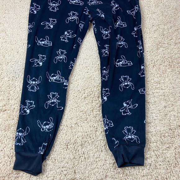 Disney Stitch Pajama Bottoms Adult Large 12-14 Blue Pants Navy Sleepwear Womens - Picture 6 of 9